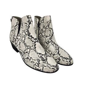 Circus by Sam Edelman Cream Faux Snakeskin Leather Pipper Ankle Boots Size 10 M